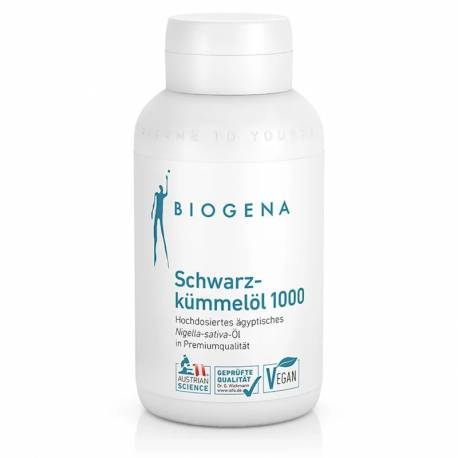 Schwarzkümmelöl 1000 (90 Kaps.) von Biogena | hochdosiert, hoher Gehalt an ungesättigten Fettsäuren